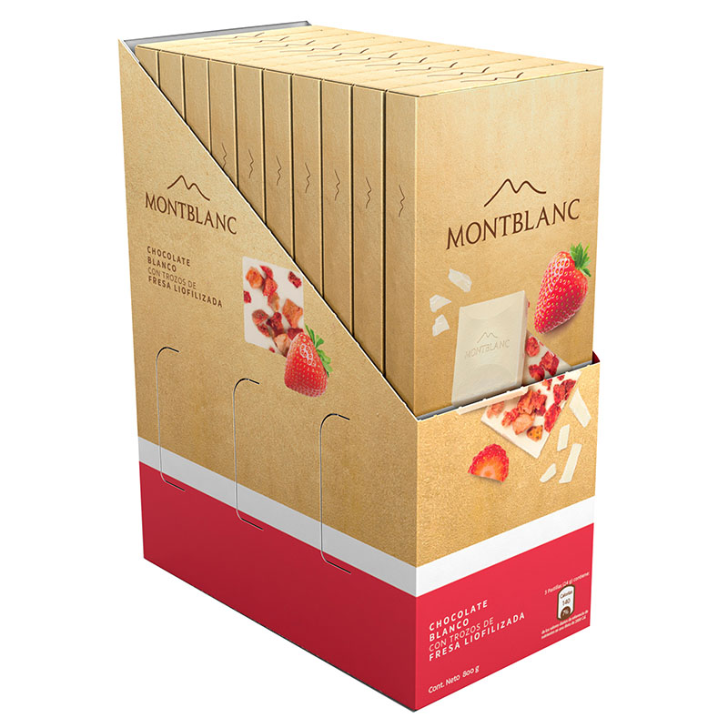 Chocolate Blanco Montblanc Trozos De Fresa 80 Gr 10 Unidades - Imagen 2
