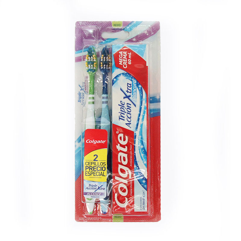 Crema Colgate Triple Acción Extra Blancura 63 Ml + 2 Cepillos Precio Especial - Imagen 2