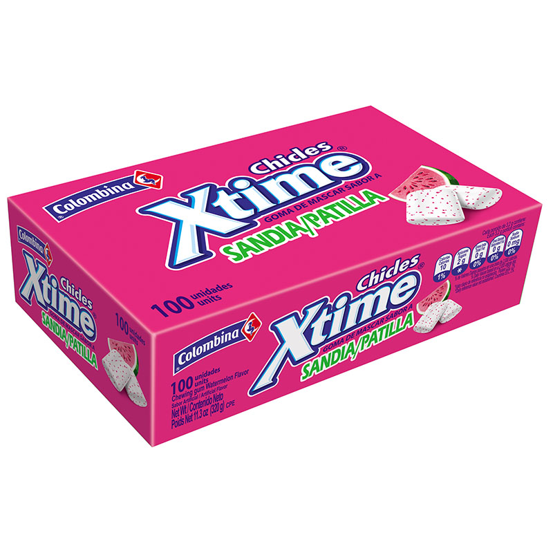 Chicle Xtime Sandía Display 100 Unidades