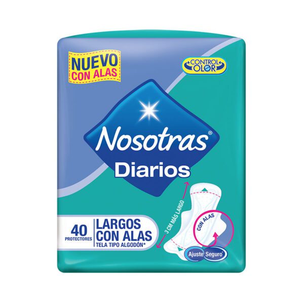 Protector Nosotras Diario Largos Con Alas 40 Unidades