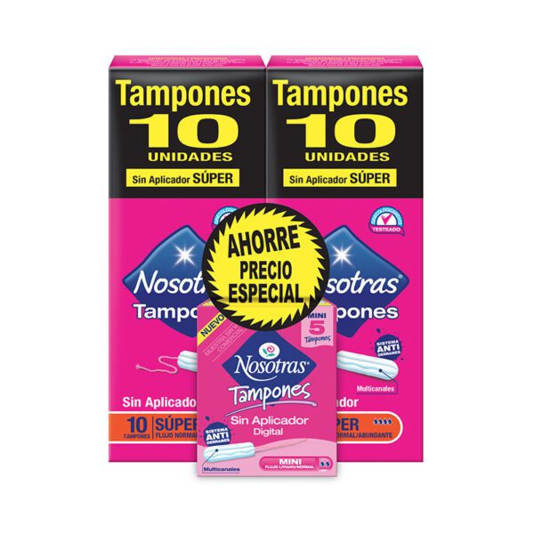 2 Tampones Nosotras Digital Súper 10 + Mini 5 Ahorro Precio Especial