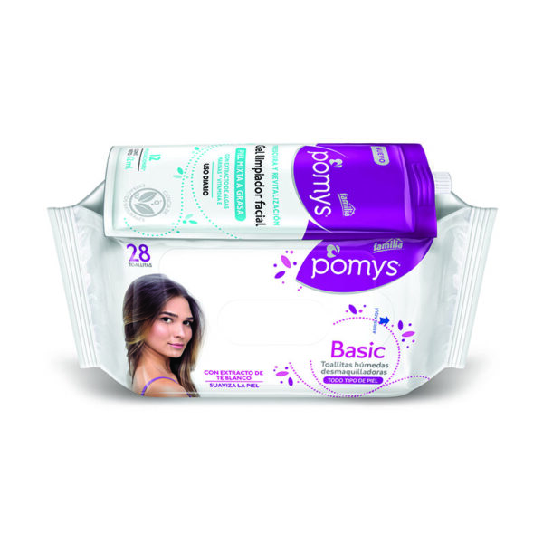 Toalla Desmaquilladora Familia Pomys 28 Unidades +Gel 12Ml Súper Oferta
