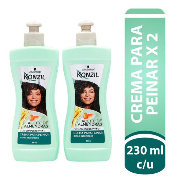 2 Cremas Para Peinar Konzil Aceite De Almendras 230 Ml Precio Especial - Imagen 2