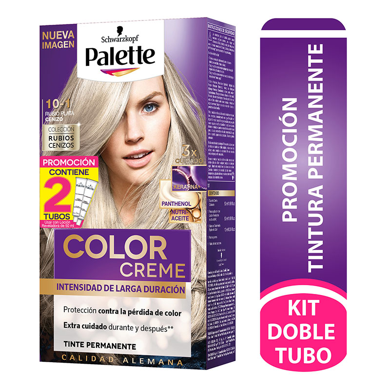 Palette Color Creme Kit 1 0 -1 Rubio Plateado Cenizo + Dt