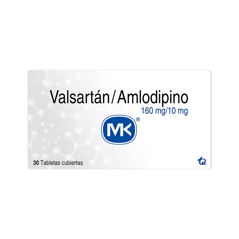 Valsartán Amlodipino 160/10 Mg 30 Tabletas