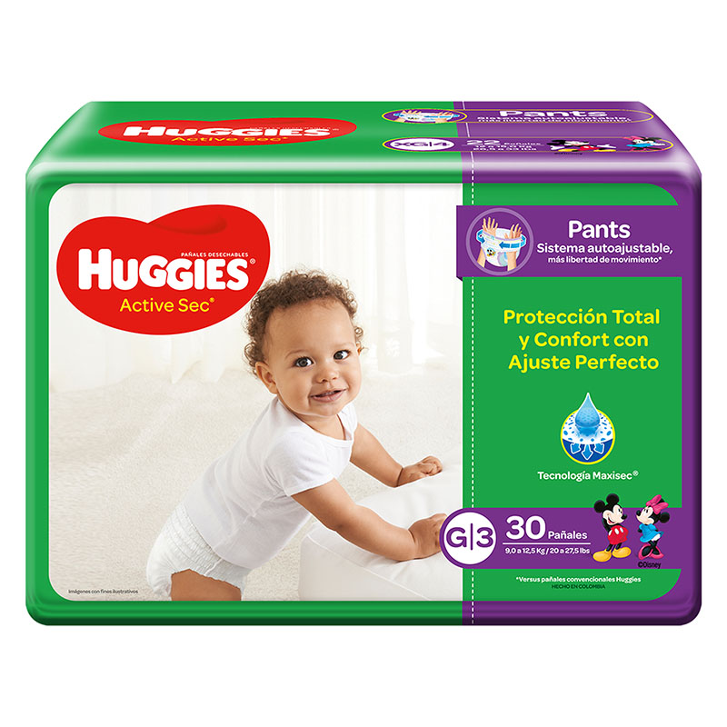 Pañal Huggies Active Sec Etapa 3 Grande 30 Unidades