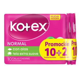 Toalla Kotex Normal Tela Promo 10 + 2 Toallas