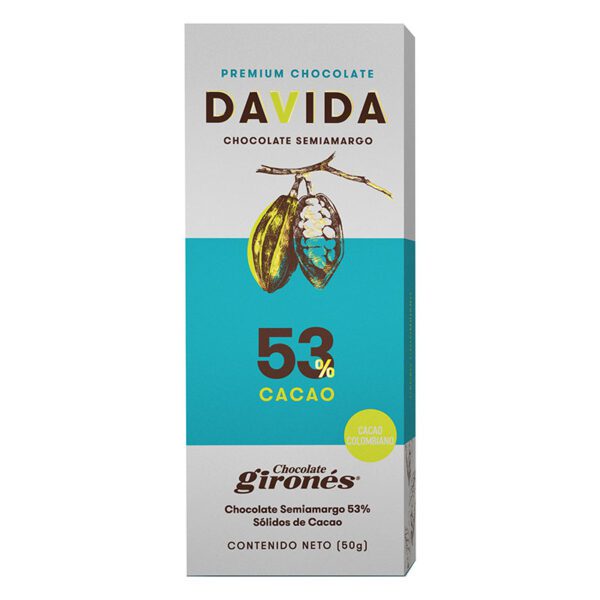 Chocolatina Davida Semiamargo 53% Cacao 50Gr - Imagen 2