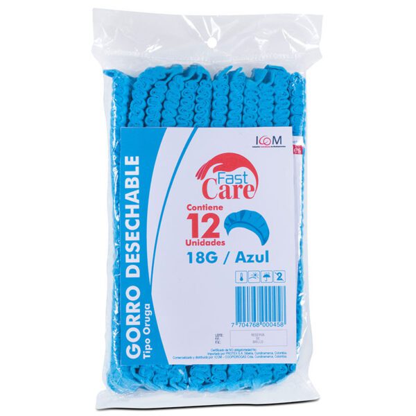 Gorro Desechable Fast Care Azul 12 Uds Icom - Imagen 2