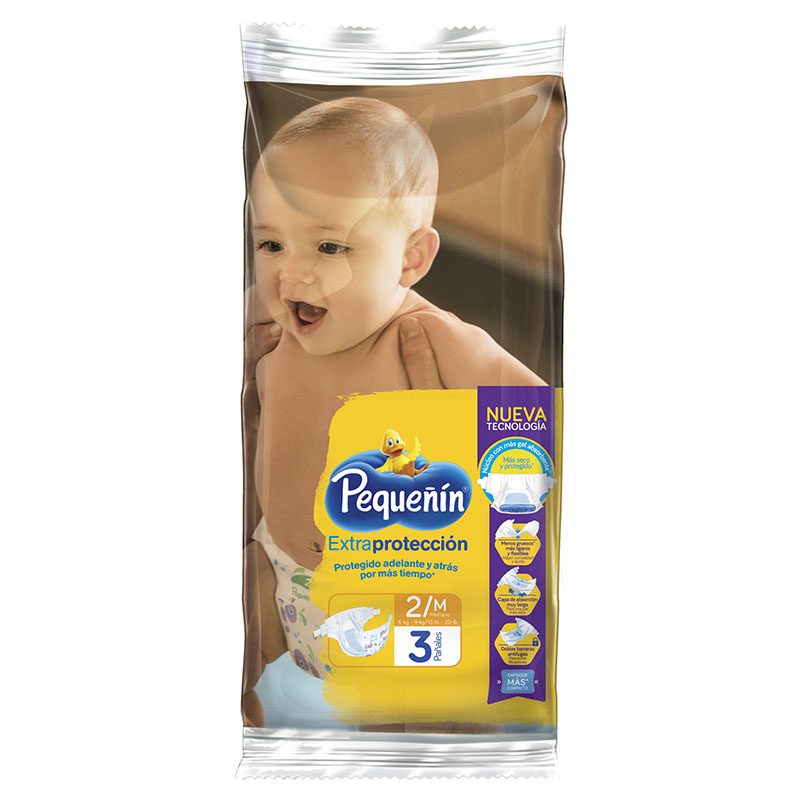 Pañal Pequeñin Extra Protección Tripack Etapa 2 3 Unidades - Imagen 2
