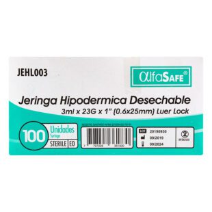 Jeringa Alfa 3P 3 Ml 23 X 1 100 Uds