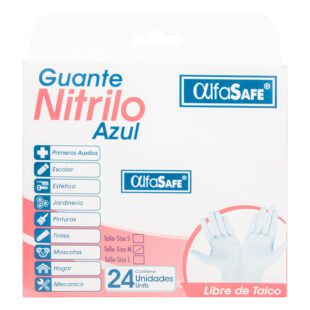 Guante Exam.Nitrilo Azul Alfa T.M 24 Uds