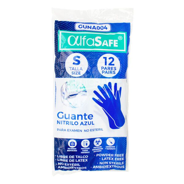 Guantes Nitrilo Alfasafe Azul Talla S 12 Uds - Imagen 2