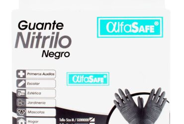 Guantes Nitrilo Alfasafe Negro Talla M 24Uds