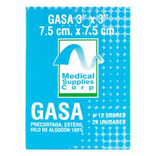Gasa Medical Esteril 3X3X2 Yd 24 Uds